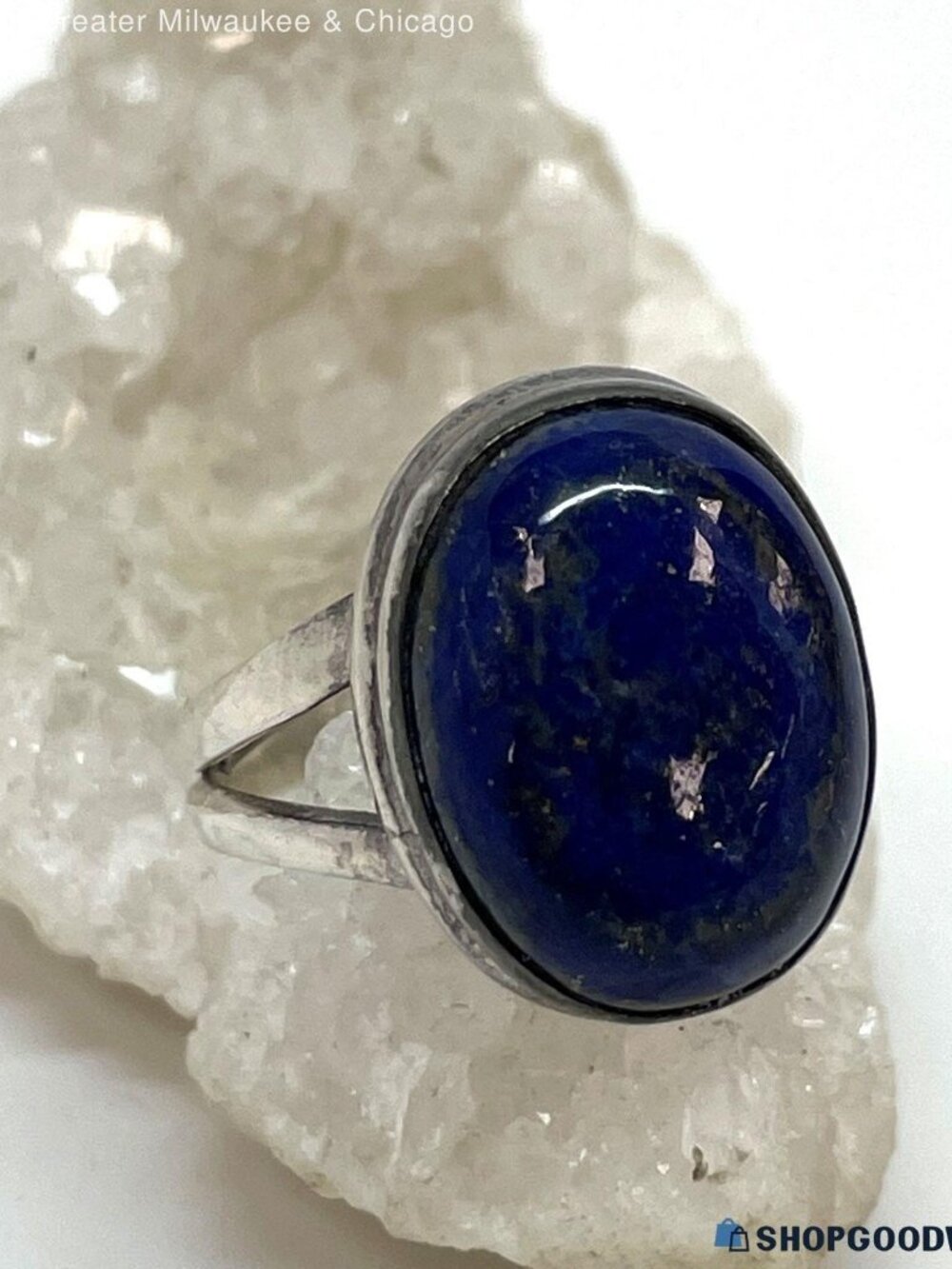 Artisan 925 Sterling Lapis Lazuli Chunky Split Shank Ring 6.4g